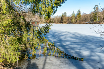 Shadows on a frozen lake