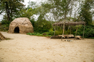 An Indian hut at Plimoth Plantation in Plymouth, MA.