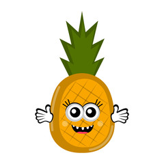 Isolated happy pineapple cartoon. Vector illustration design