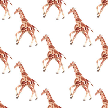 Seamless pattern with giraffe