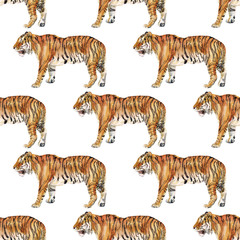 Fototapeta na wymiar Seamless pattern with tiger