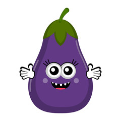Isolated happy eggplant cartoon. Vector illustration design