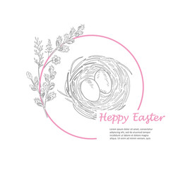Easter greeting card. Hand drawn vector illustration.