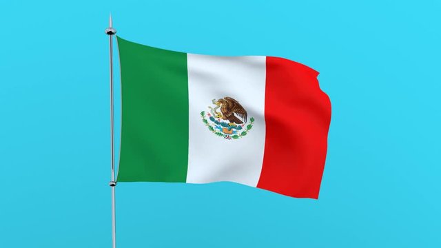 Flag of the country    Mexico  flutters on blue background. 3D rendering