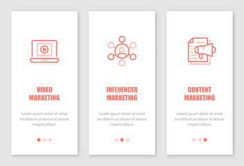 Marketing onboarding screens design.