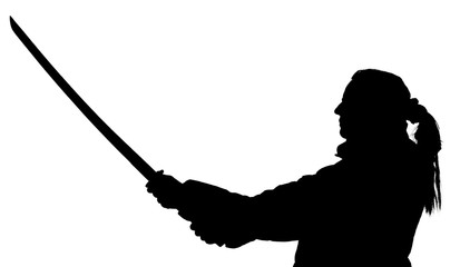 Sophisticated silhouette of a girl with a katana