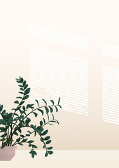 tropical plant and louver window shade