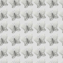 Abstract background of beautiful bright colorful butterflies with shadow. Seamless pattern. Vector illustration