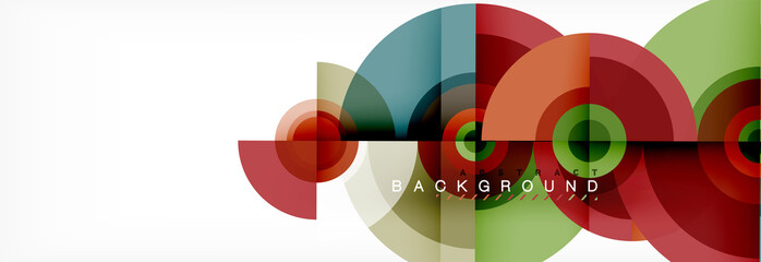 Obraz premium Minimal geometric circles and triangles abstract background, techno modern design, poster template