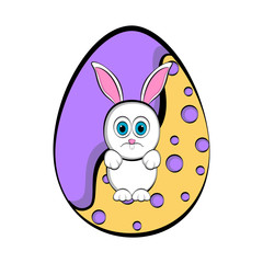 Easter egg with a cute bunny cartoon. Vector illustration design