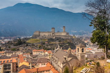 Fototapeta na wymiar Bellinzona, the capital city of southern Switzerland’s Ticino canton. A Unesco World heritage site, Known for its 3 medieval castles: Castelgrande, Sasso Corbaro and and Montebello