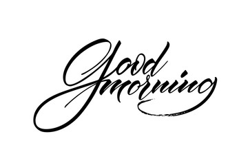 Fototapeta premium Lettering Good morning wrote by brush. Good morning calligraphy.
