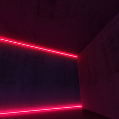3d red neon light lines