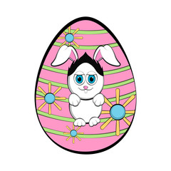 Easter egg with a cute bunny cartoon. Vector illustration design