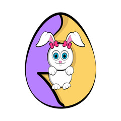 Easter egg with a cute bunny cartoon. Vector illustration design