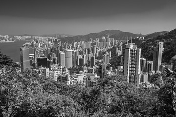 Fototapeta na wymiar View om Hong Kong city skyline from Victoria peak, China