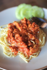 spaghetti tomato sauce tasty food
