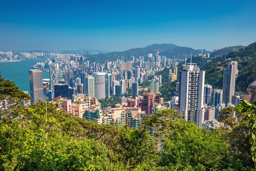 View om Hong Kong city skyline from Victoria peak, China