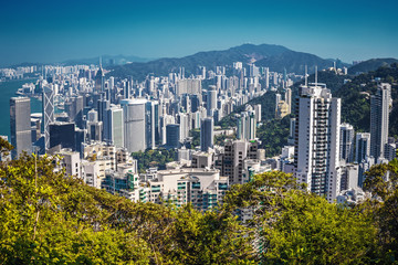 View om Hong Kong city skyline from Victoria peak, China