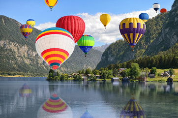 Fototapeta premium Beautiful landscape with mountains and river on sunny day