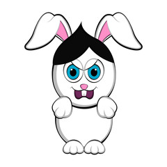 Cute angry easter bunny. Vector illustration design