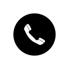 Phone icon in trendy flat style isolated on black background. Handset icon.