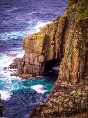 Obraz premium Famous Landmark in Cornwall - Lands End at the Celtic Sea