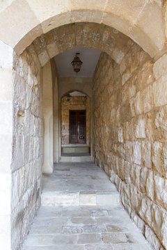 Beit ed-Din, Lebanon  Total view of courtyard at Emir Bachir Chahabi Palace Beit ed-Dine in sunshine in mount Lebanon Middle east