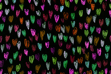 Seamless hand drawn heart pattern. Handdrawn kid style illustration.