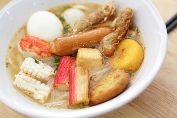 seafood yentafo noodle of asia food tasty