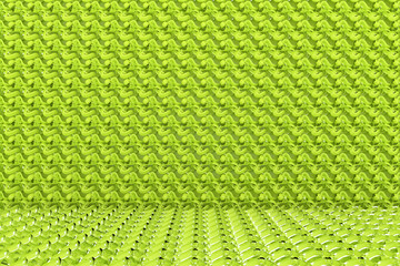 CGI composition, string mat, geometric backdrop for design texture, background. 3D render.