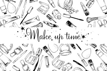 Make up time banner, vector