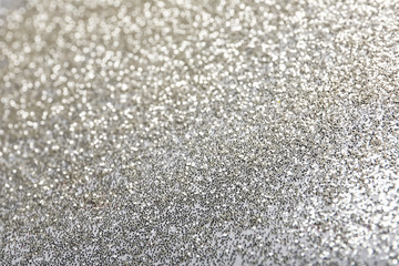 Closeup view of sparkling silver glitter background