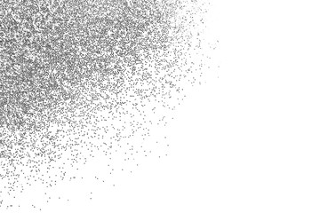 Silver glitter on white background, top view