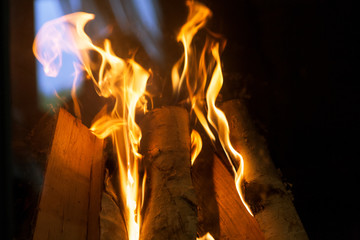 fire in the fireplace