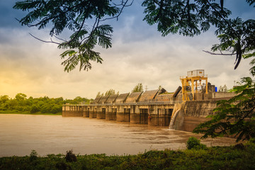 The Pak Mun Dam, a barrage dam and run-of-the-river hydroelectric plant of the Mun river in Ubon...