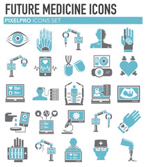 Future medicine icons set on white background for graphic and web design, Modern simple vector sign. Internet concept. Trendy symbol for website design web button or mobile app