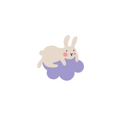 Adventures of Easter bunniesCute little hare climbed onto a purple cloud and doesn't know how to get out of there. Who will help the kid find his way down