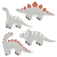 Obraz premium Set of cute dinosaurs. Vector illustration.