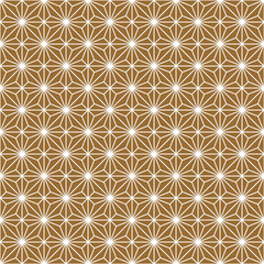 Seamless traditional Japanese ornament.Golden color background.White lines.