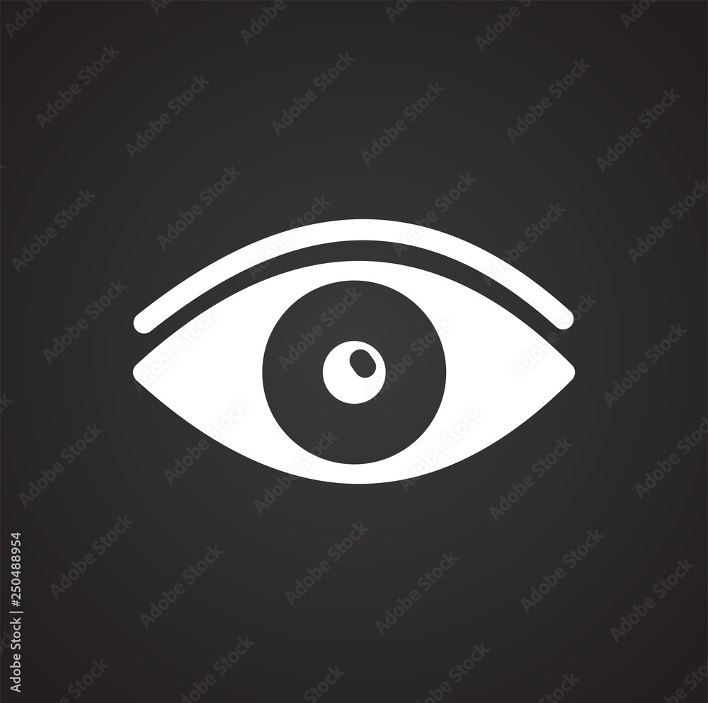 Poster eye icon on black background for graphic and web design, modern simple vector sign. internet concept