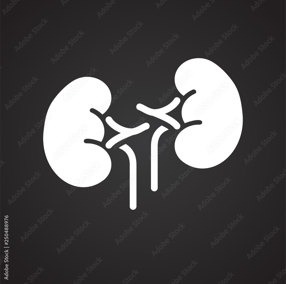 Poster kidneys icon on black background for graphic and web design, modern simple vector sign. internet con