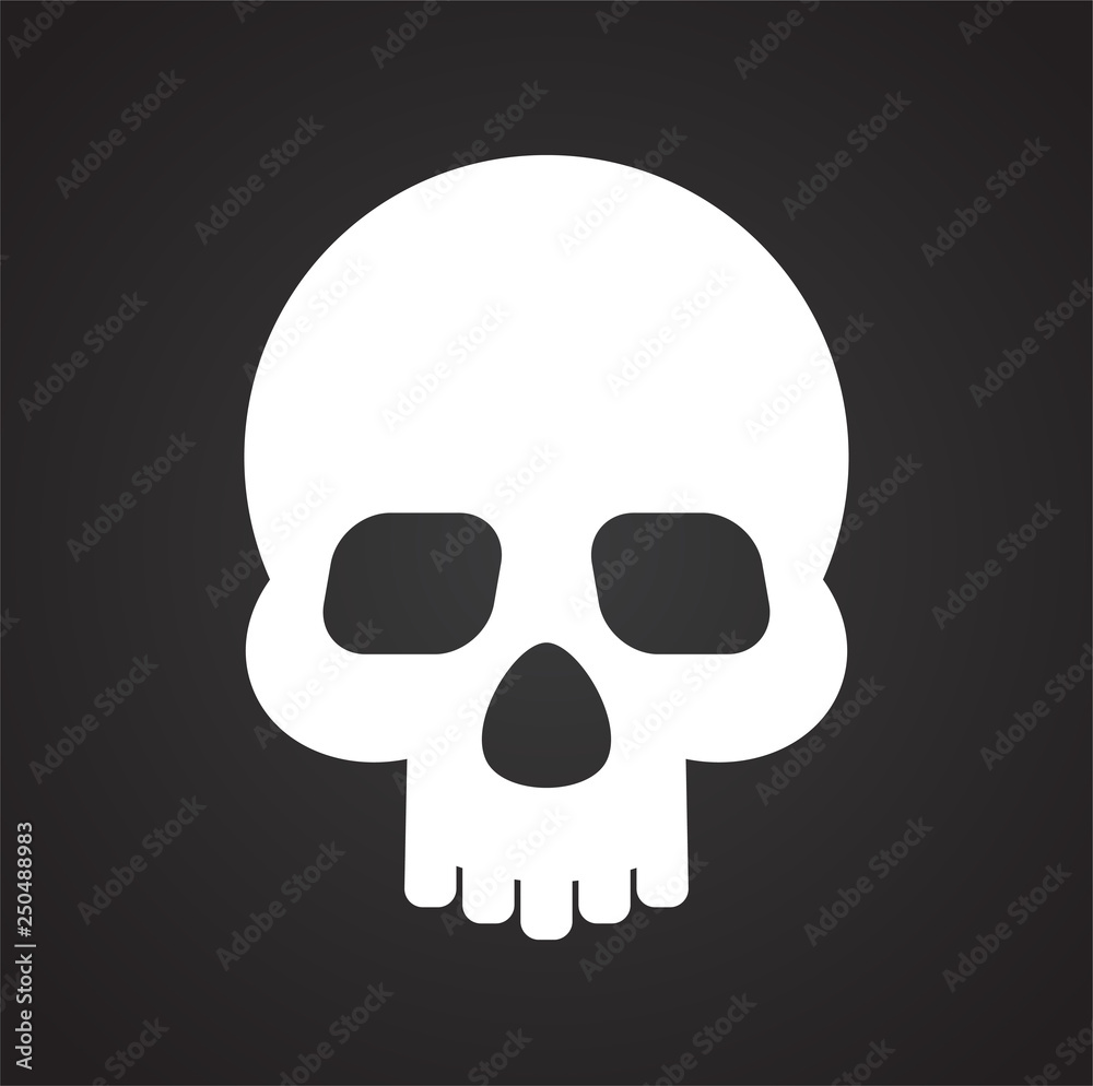 Poster skull icon on black background for graphic and web design, modern simple vector sign. internet conce