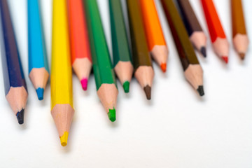 Color pencils on a white background.