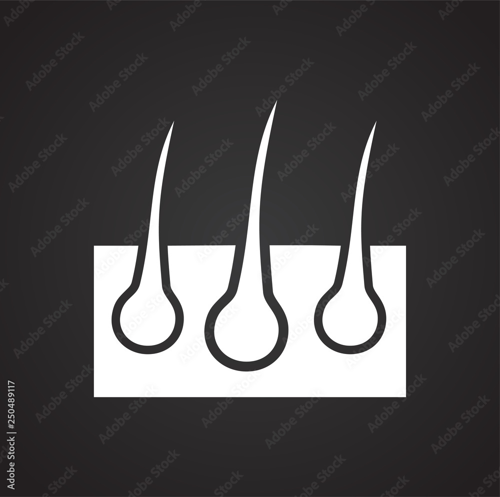 Poster hairs icon on black background for graphic and web design, modern simple vector sign. internet conce