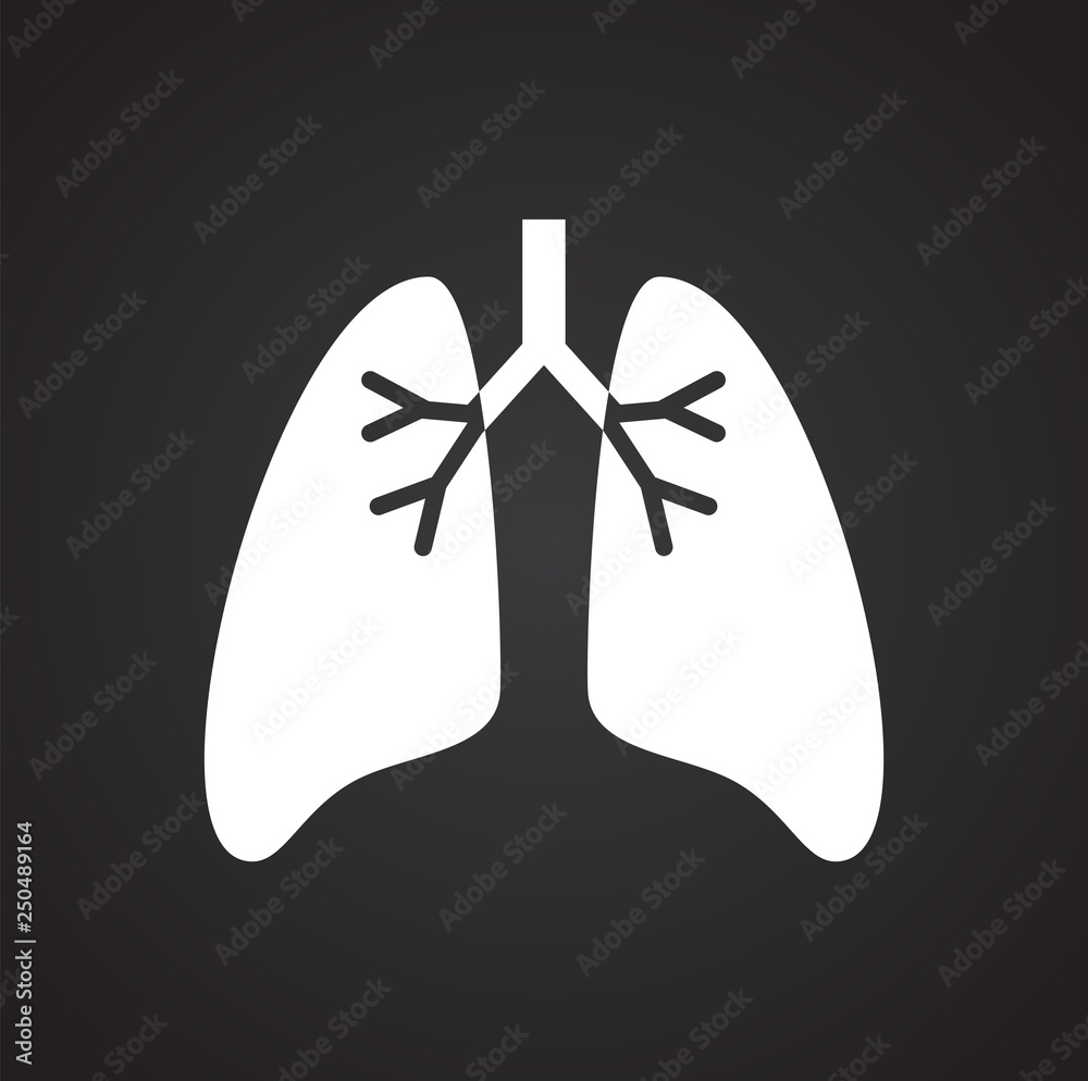 Poster lungs icon on black background for graphic and web design, modern simple vector sign. internet conce