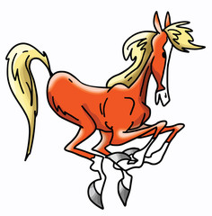 A brown cartoon horse running vector illustration