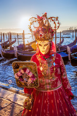 Colorful carnival mask at a traditional festival in Venice, Italy