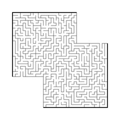 Difficult large square maze. Game for kids and adults. Puzzle for children. Labyrinth conundrum. Flat vector illustration isolated on white background.