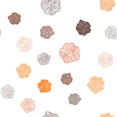 Dark Orange vector seamless abstract design with flowers.